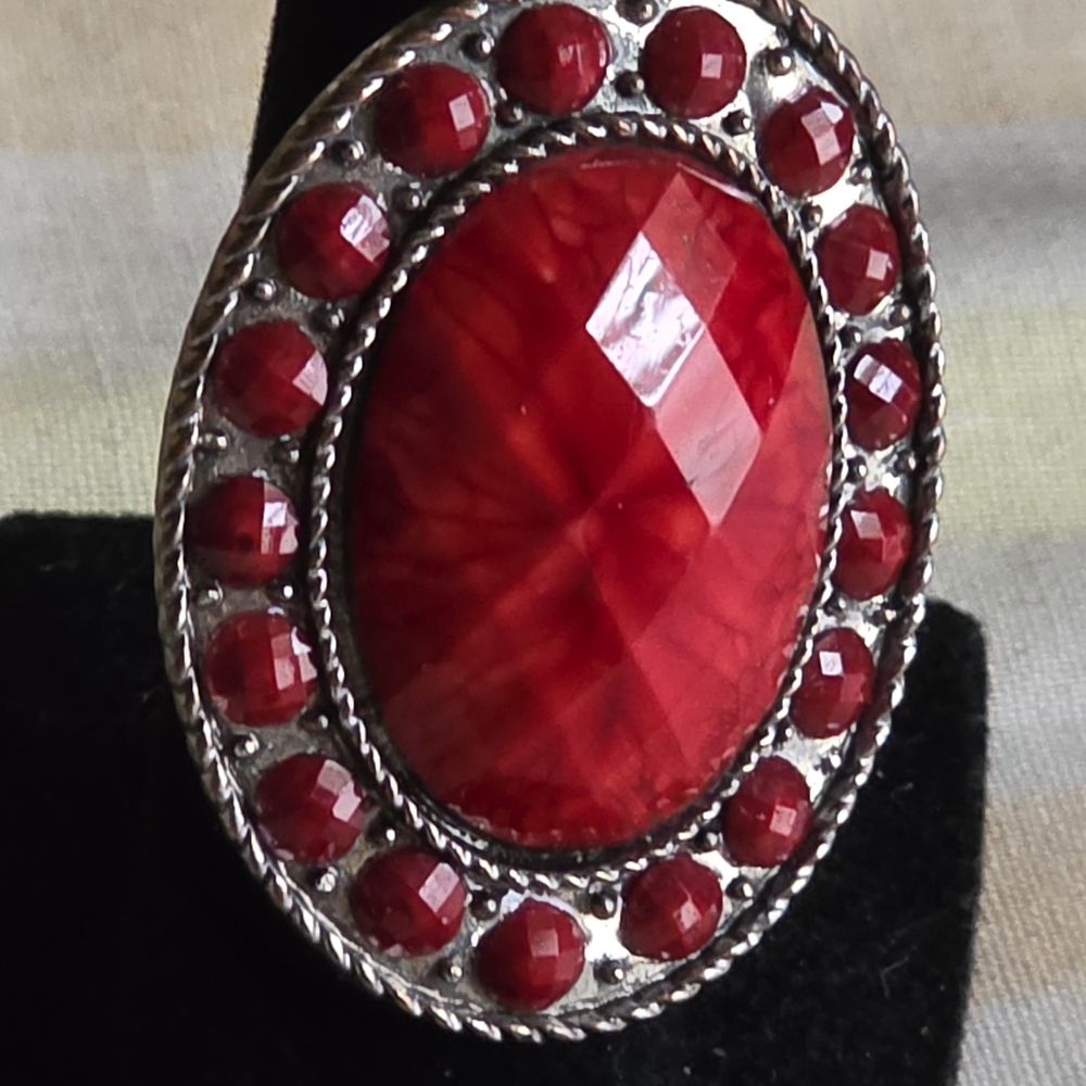 Crimson Gemstone Silver Ring